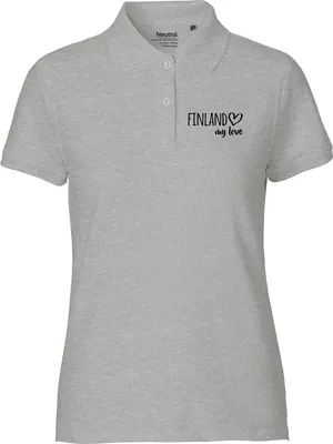 Produktbild von Huuraa Damen Polo Shirt Finland my love XXL Sport Grey Bio Baumwolle Fairtrade Poloshirt Geschenkidee