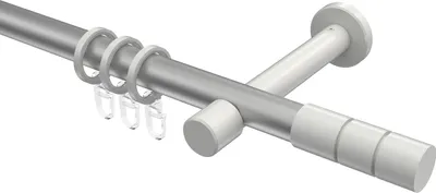 Produktbild von Interdeco Gardinenstange / Vorhangstange Silbergrau / Weiß, Typ Prestige Elanto (Rillenzylinder), 20 mm Ø 1-läufig, 280 cm