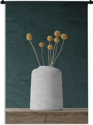 Produktbild von MuchoWow® Wandteppich Wandbehang Blumen - Vase - Stilleben 90x135 cm Tapisserie Dekoration Wandtuch - Baumwolle - Wandskulptur