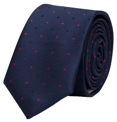 Produktbild von Fabio Farini - 1 Stück verschiedene Herren Krawatten - Schlips mit Punkten in 8cm Breite Breit (8cm), Dunkelblau (Rot, Schwarz)