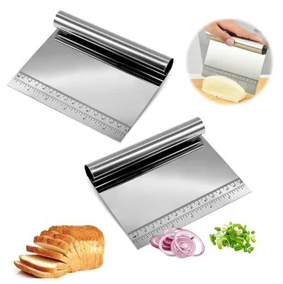 Produktbild von 2-teiliges Gemüseschaufel-Set aus Edelstahl, Teigkneter, Teigschaber, Teigschaber, Küchenspatel, Kochspatel, Küchenspatel für Brot, Obst, Gemüse und n