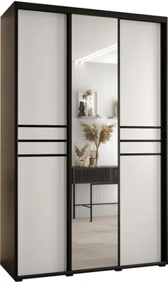 Produktbild von MEBLE KRYSPOL Davos 11 Schrank, drei Türen - 235,2x160x60 cm - Schwarz Weiß Schwarz