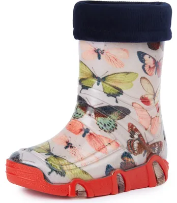 Produktbild von Ladeheid Kinder Mädchen Jungen Gummistiefel gefüttert Swk 28 (Schmetterling, 27/28 EU)
