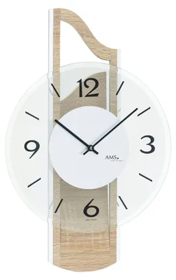 Produktbild von AMS W9681 Wanduhr mit 3D-Holzgehäuse Sonoma