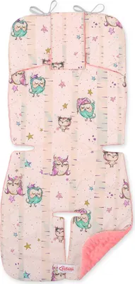 Produktbild von BOBONO Minky Kinderwageneinlage - Creme und Mint Eulen