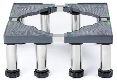 Immagine prodotto di Base regolabile per lavatrici, frigoriferi, asciugatrici e congelatori, da 45 a 70 cm, con altezza regolabile a 10/15/20/25 cm, realizzata in acciaio inossidabile/polipropilene