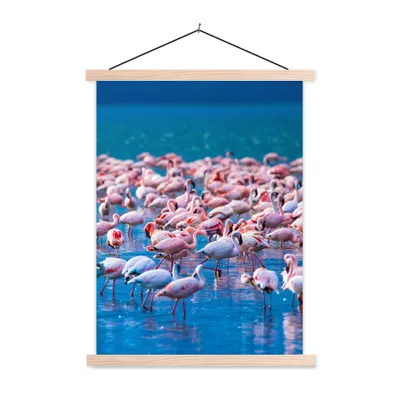Produktbild von MuchoWow® Textilposter Flamingo - Wasser - Tropisch - Rosa 40x53 cm mit holzfarbenen Rahmen - Schlafzimmer