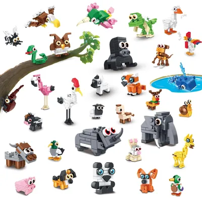 Productafbeelding van Solidchoice - 32 Dierfiguren Bouwset voor Kinderen