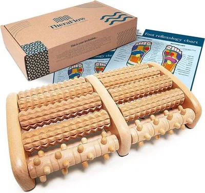 Produktbild von Famanu Fußmassage Roller - Entspannung und Linderung bei Fersenschmerzen - Inklusive Anleitung und Reflexzonenkarte