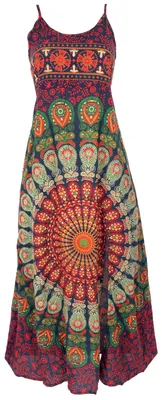 Produktbild von Boho Sommerkleid, Langes Maxikleid mit Mandala Druck - Grün, Damen, Viskose, Größe: L