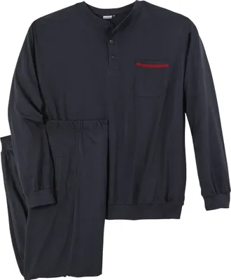 Produktbild von Adamo Pyjama Übergröße navy Knopfleiste