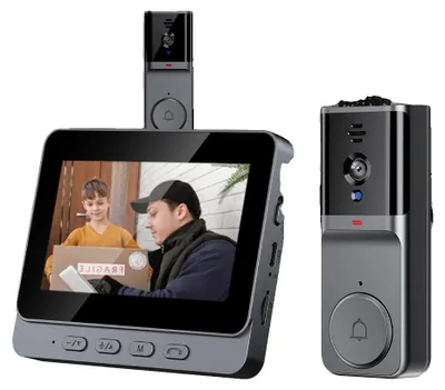 Zdjęcie produktu dla Wideodomofon, 4,3-calowy monitor, funkcja interkomu, kolor czarny