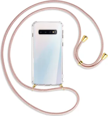 Produktbild von Handykette Backcover-Schutzhülle mit Band (Metall goldfarben) für Samsung Galaxy S10 - roségold