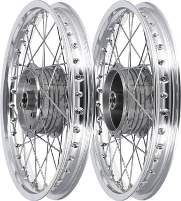 Obrázek produktu pro Sada: 2x paprskové kolo 1,6 x 16" hliníkové leštené + chromované paprsky pro Simson S50, S51, KR51 Schwalbe, SR4