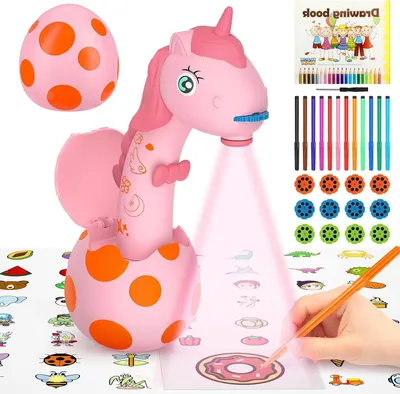 Produktbild von Zeichenprojektor für Kinder – Kreatives Spielzeug – Zum Lernen des Zeichnens – Enthält 96 Vorlagen – 215 cm – Rosa