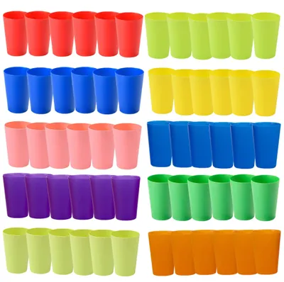 Imagen del producto de Vasos de plástico de colores, 260 ml, 60 unidades, reutilizables, para la cocina