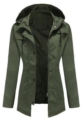 Imagen del producto de Chaqueta cortavientos impermeable con capucha, ideal para camping y senderismo, color verde, talla 3XL