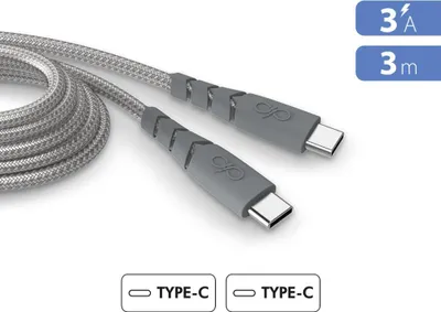 Image de Câble UltraRenforcé C/C 3A 3m Recyclé Gris