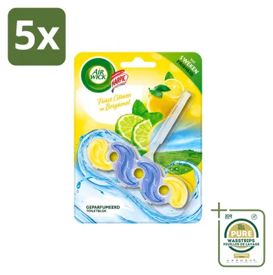 Obrázok produktu pre 5 kusov osviežovača do toalety Air Wick – citrón a bergamot – balenie