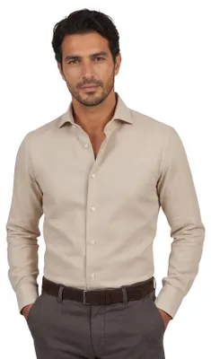 Produktbild von John Miller Hemd Tailored Fit beige Baumwolle