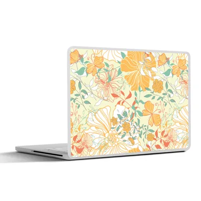 Produktbild von MuchoWow® Laptop Aufkleber Sticker Cover Blumen - Muster - Schmetterlinge 36.5x27.5 cm - Laptop-Sticker