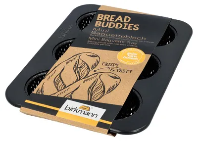 Obrázek produktu pro IRKMANN plech na 3 mini bagety, délka 25,5 x šířka 18,5 x výška 3 cm, nepřilnavý povrch, včetně receptu