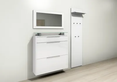 Produktbild von Garderobenset Schuhschrank "Oliva2" weiß-glänzend