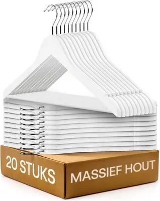 Produktbild von Famanu Kleiderbügel Set 20 Stück mit Hosenstange und drehbarem Haken – Weiß