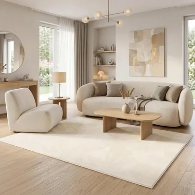 Produktbild von Luxus Super Soft Hochflor Langflor Teppich Melia Creme, Größe:140x200 cm