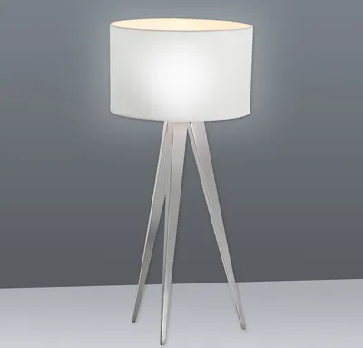 Obrázek produktu pro Näve stojací lampa na 3 nohách - Materiál: kov, textil - Podstavec: nikl matný; stínidlo bílé; 3134323