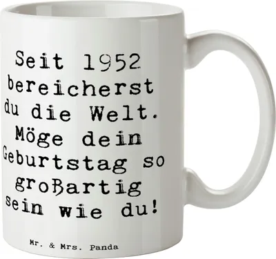 Produktbild von Mr. & Mrs. Panda Kaffeetasse Spruch 1952 Geburtstag - Weiß - Geschenk, Happy Birthday, Kaffeepott, Becher, Glückwunsch, Ehrentag, Bedruckte Tasse, Geburtsjahrgang