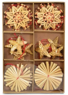 Produktbild von Stroh Weihnachtssterne Natur Ø 6 cm - 24er Set