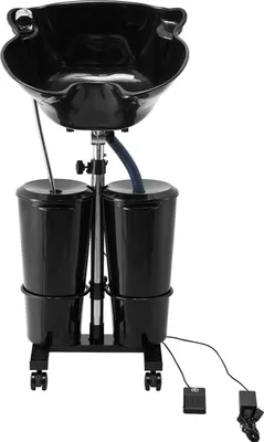 Produktbild von SucceBuy Tragbare Shampoo-Schüssel von, Waschbecken mit elektrischer Pumpe, 2 Eimern und 2 Duschköpfen, Ablaufschlauch, einstellbare Höhe und Winkel für den Heimsalon, schwarz