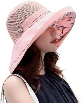 Produktbild von Dames-Mesh-Sonnenhut mit UV-Schutz und breiter Rand und Kinnband - Rosa