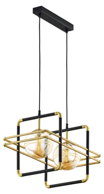Obrázek produktu pro Závěsné svítidlo FIORI v černé, zlaté a jantarové barvě, 2xG9x8W, kov, rozměry: 115x51x26 cm, IP20, Jupiter