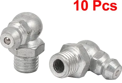 Image de Graisseur Coudé 90° Filetage Mâle 8mm Raccord Graisseur Métal Ton Argent 10pcs