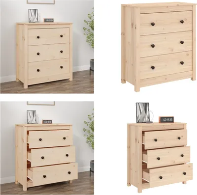 Produktbild von vidaXL Sideboard 70x35x80 cm Massivholz Kiefer - Sideboard - Sideboards - Schrank - Aufbewahrungsschrank