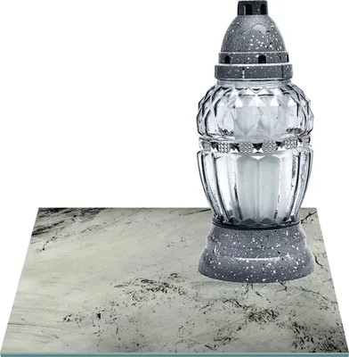 Zdjęcie produktu dla SZKLANA PODSTAWKA POD ZNICZE Z DEDYKACJĄ 25x25cm Marmur 33e