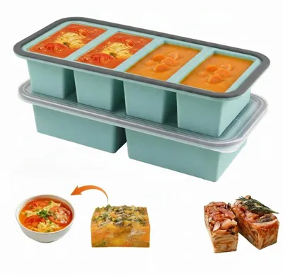 Produktbild von Suppenformen zum Einfrieren - Silikon-Gefrierschalen - 125 ml/250 ml/500 ml - Luftdichter Deckel - Stapelbares Design - Ideal für Brühe/Saucen - Gefrierbehälter