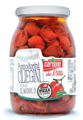 Image de Tomates semi-séchées Pomodorini Ciliegini Rossi Semidried 950 g - Carbone