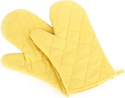 Produktbild von Hitzebeständig Ofenhandschuhe Verdickte Hitzeresistente Topfhandschuhe Topflappen Backhandschuhe, Baumwolle, 1 Paar Gelb