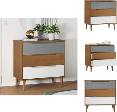 Zdjęcie produktu dla vidaXL Szafka z szufladami MOLDE Brown 80x40x80 cm z litego drewna sosnowego - Komody
