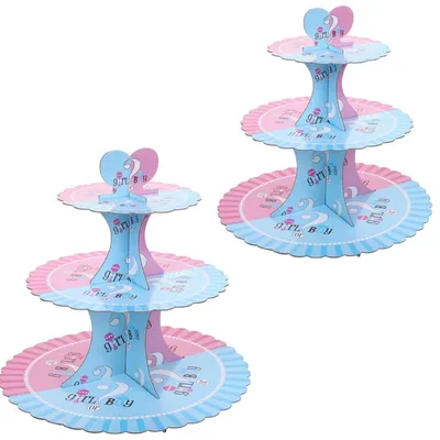 2er Set Papp-Cupcake-Ständer, 3-stöckig, 32,5 cm, Partyzubehör