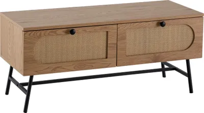 Produktbild von Lowboard TV-Kommode 100x45x40cm Eiche-Nachbildung Rattan Schubladen Wohnzimmer