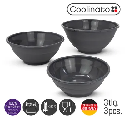 Produktbild von Coolinato Set 3tlg faltbare Silikon-Schüsseln GRAU