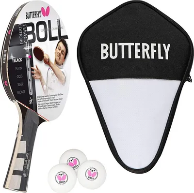 Produktbild von Butterfly 1x Timo Boll Black 85030 Tischtennisschläger + Tischtennishülle + 3 x 40+ 3*** Bälle | Tischtennisset Tischtennis TT Tabletennis