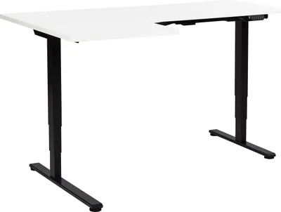 Produktbild von BELIANI Schreibtisch Links Weiß u. Schwarz Melamin L-Form 160x59 cm mit Metallgestell Elektrisch Höhenverstellbar Büro Steh-Sitz-Tisch Stehtisch