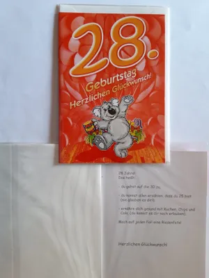 Produktbild von 1 Glückwunschkarte, 28. Geburtstag, Doppelkarte m. Umschlag, Koala Geschenke
