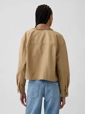 Produktbild von GAP Damen lässige Canvas Jacke mit klassischem Kragen, langärmelig, Größe L