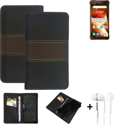Produktbild von K-S-Trade Handyhülle + Kopfhörer kompatibel mit Blackview BV6600 Schutzhülle Walletcase Bookstyle Tasche Schutz Case Hülle Wallet Cover Kunstleder